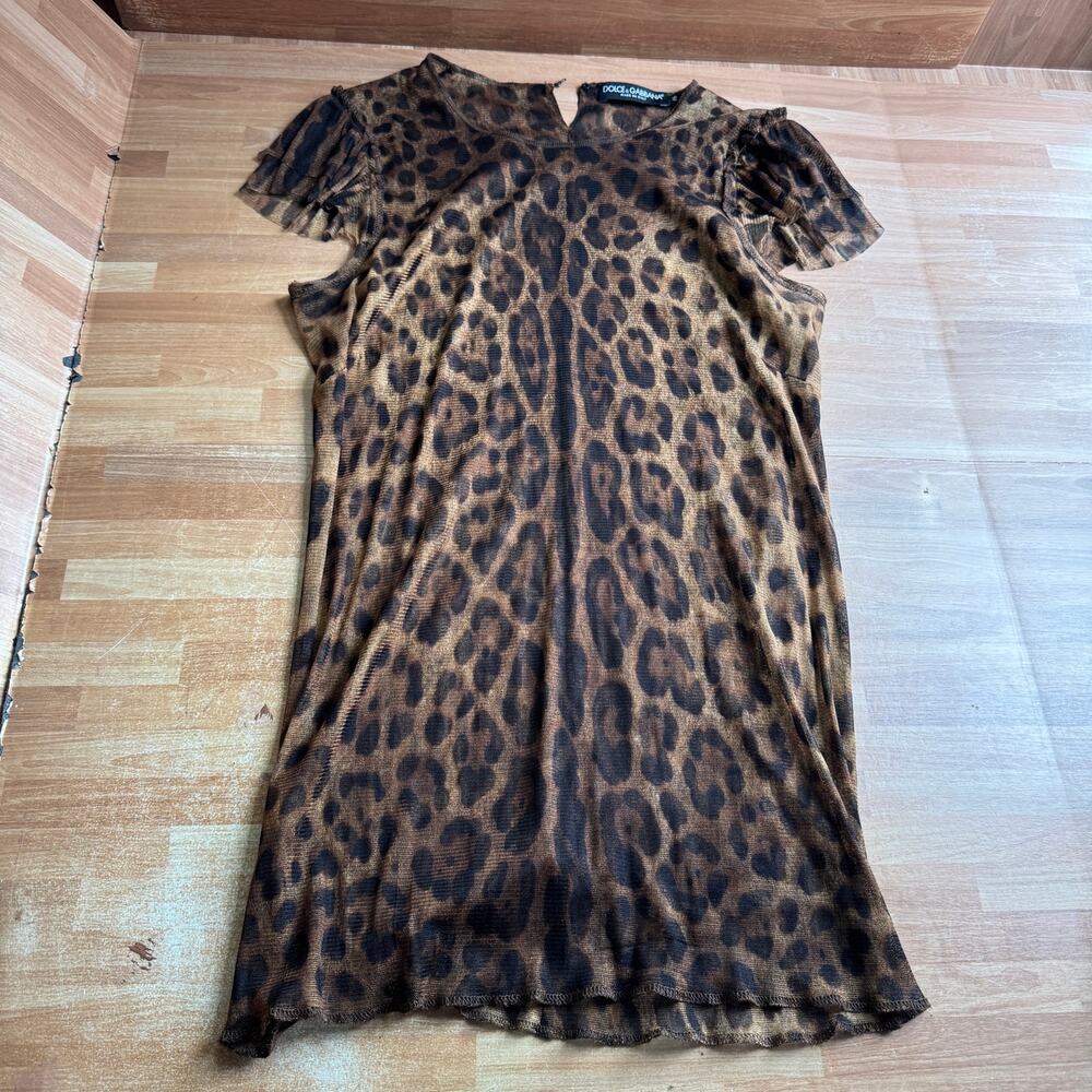Vintage Dolce & Gabbana Leopard Print Mesh Top Dress IT 46 US 10 - Picture 3 of 11